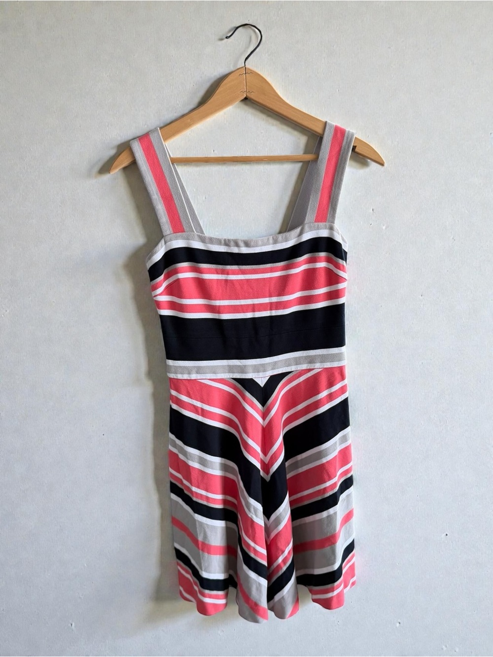 Banana Republic Milly Collection Pink Navy‎ Striped Fit Flare Mini Dress Size 0